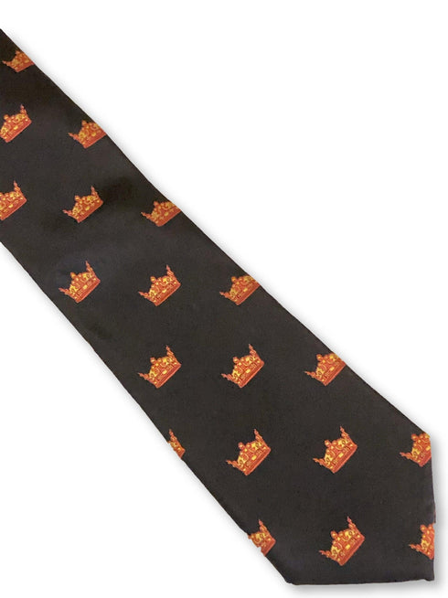 navy blue tie with crown design